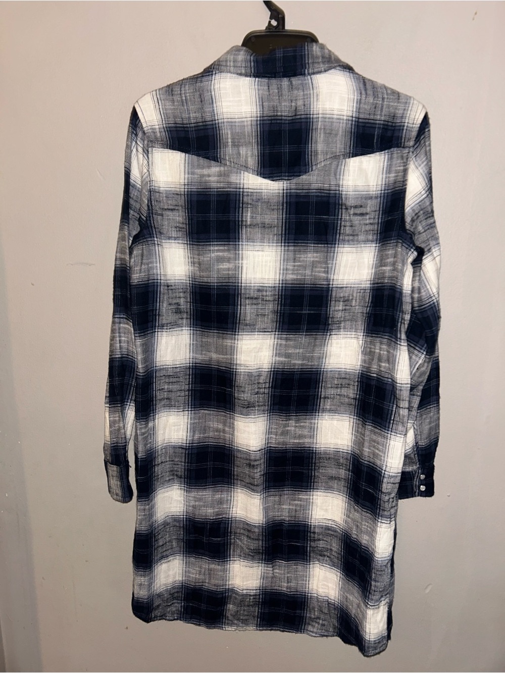 Old Navy Dress - navy/cream plaid Webster inspired button front shirt dress - Picture 8 of 11